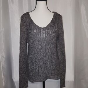 RD Style Womens Charcol and Tan Cable Knit Pullover Sweater Size Small